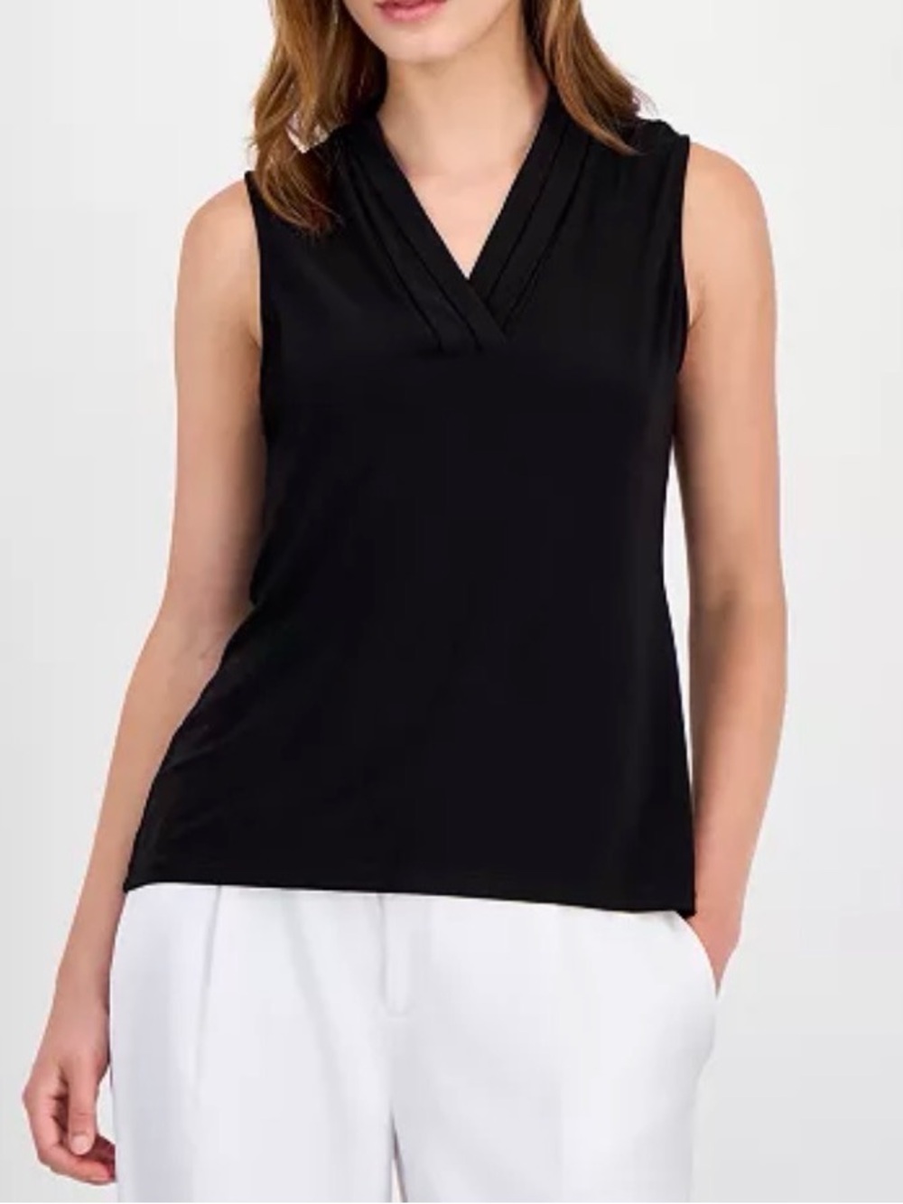 Anne Klein Black V-Neck Sleeveless Shell